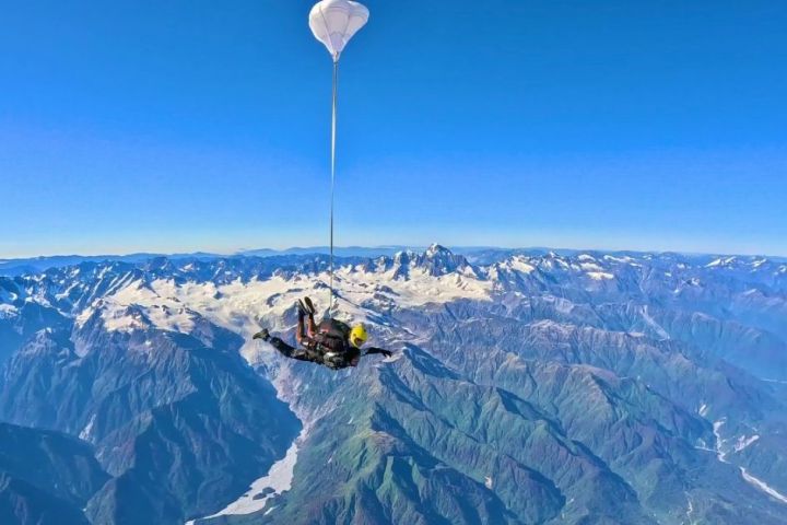 a view of a snow covered mountain