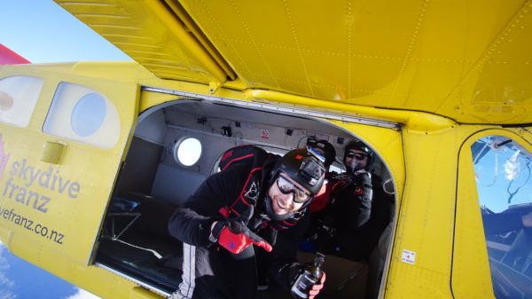 Skydive Franz a man riding on the back of a vehicle