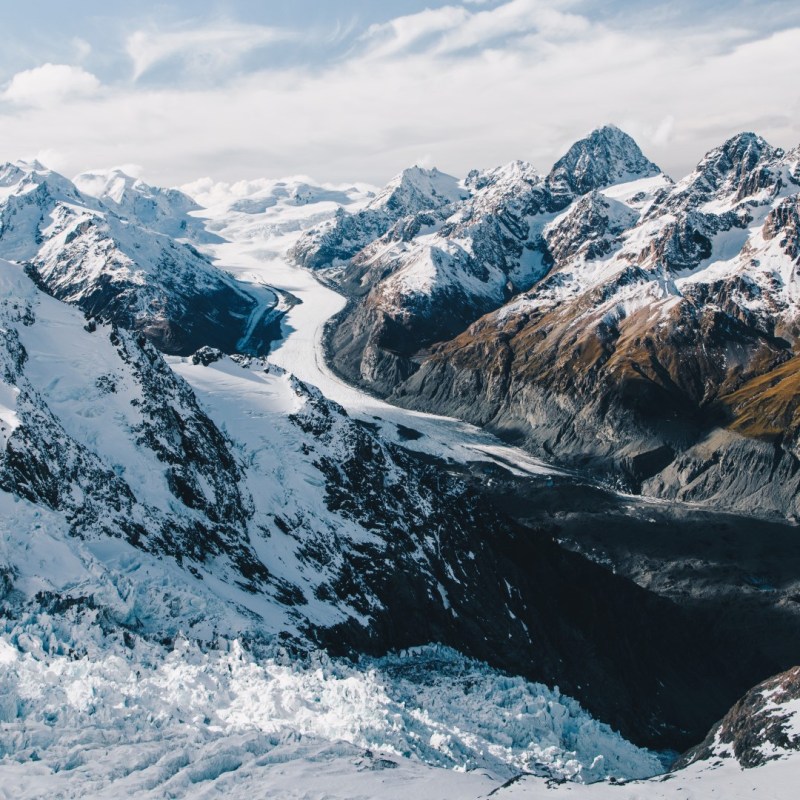 a view of a snow covered mountain