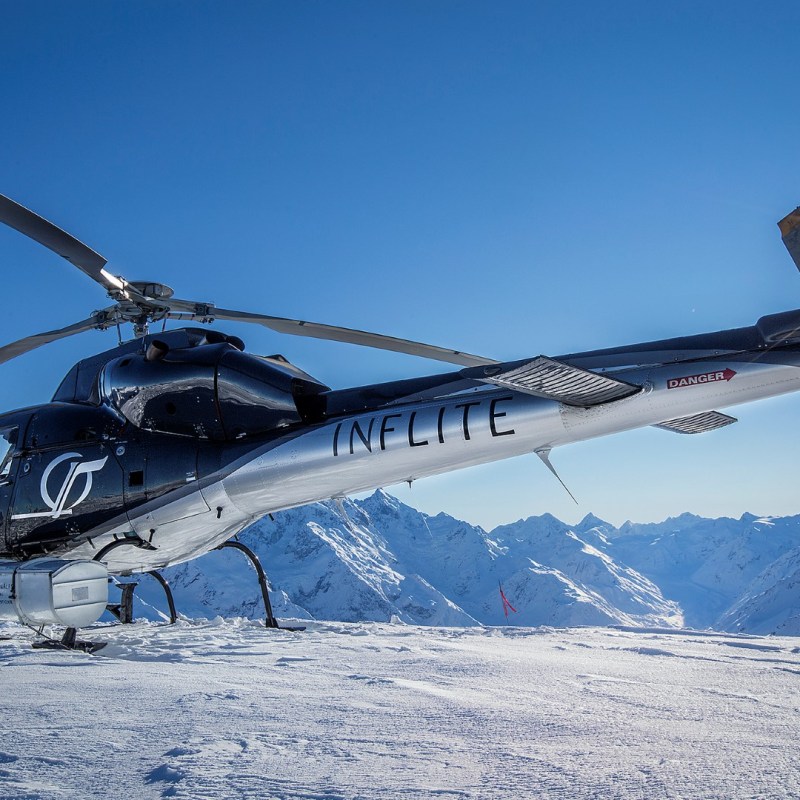 a helicopter in the snow