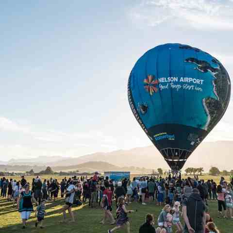 a large crowd of people flying kites in a field