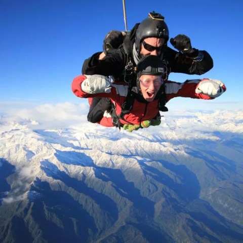 Tandem Skydivers feeling the fun above the skies of Franz.